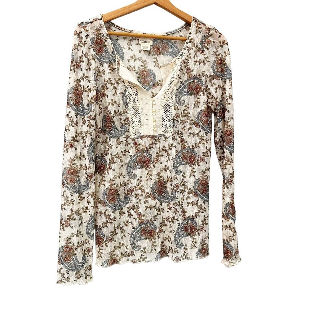 Ralph Lauren Denim supply floral, sheer, Victorian Fairy style boho blouse